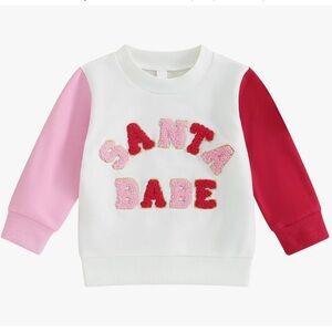 Toddler Merry Christmas SANTA BABE Raglan Sweatshirt  Holiday Shirt 2T/3T Red